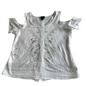 Nicole by Nicole miller women’s cold shoulder XL white short sleeve shirt